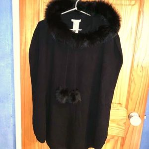NWT Cashmere and fur poncho